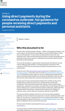 Using direct payments during the coronavirus outbreak: full guidance for people receiving direct payments and personal assistants [Updated 27th April 2021]